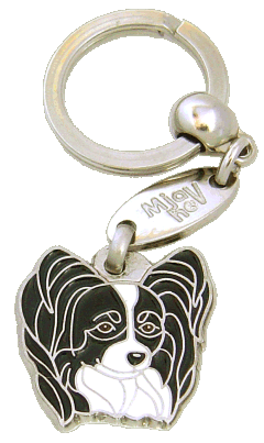 PAPILLON BLACK & WHITE - pet ID tag, dog ID tags, pet tags, personalized pet tags MjavHov - engraved pet tags online